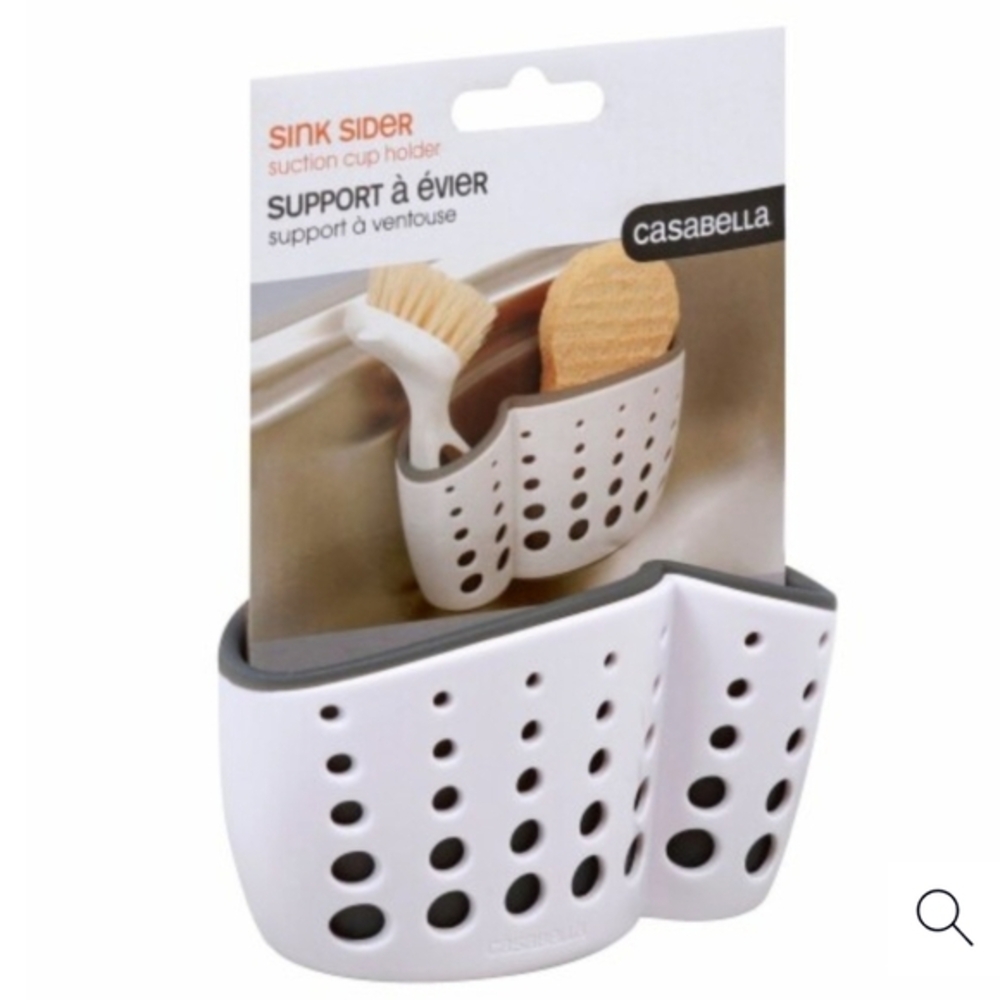 Casabella ~ Sink Sider Suction Cup Sponge Holder White/Gray‎